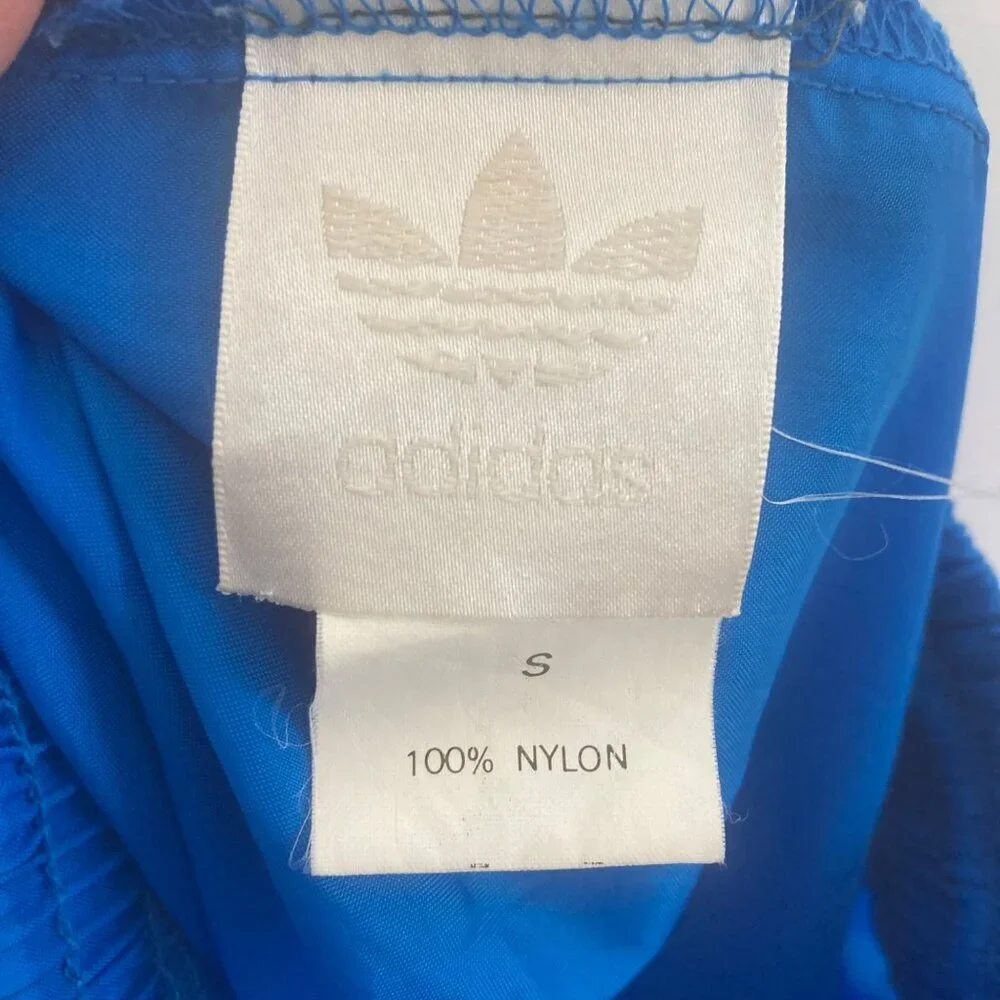 Vintage Adidas Track Pants Small Unlined Blue Nylon Embroidered Logo Streetwear